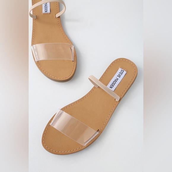 Steve Madden Cream Tan Minimalist Sandals - Picture 2 of 6